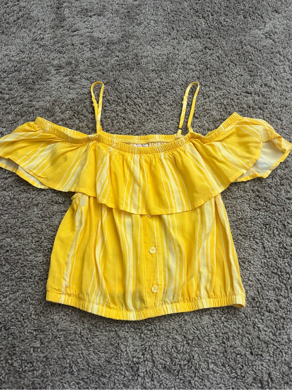 🌸 4 for $10 🌸 Women’s Yellow Off-Shoulder Ruffle Striped Top